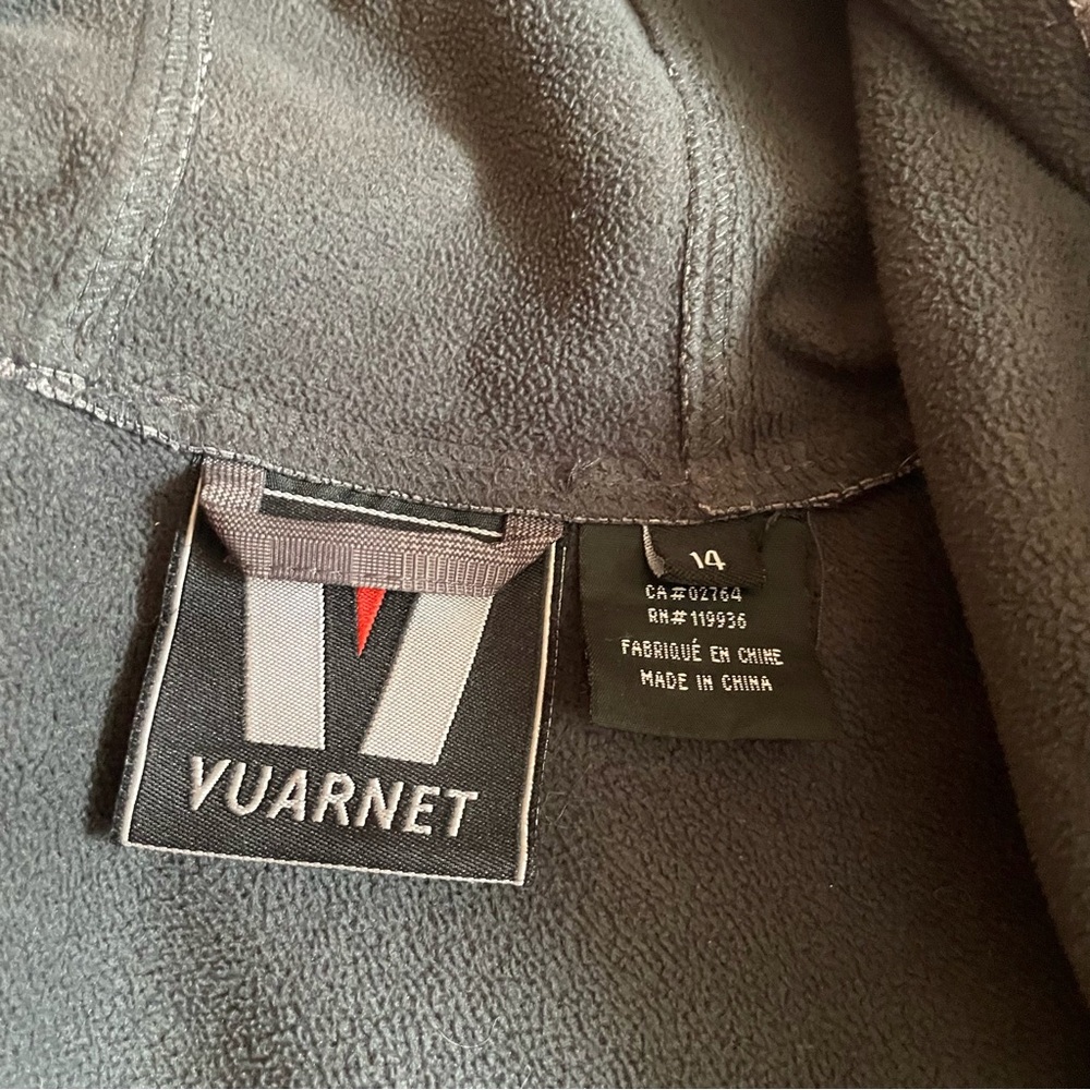Vuarnet Women Sz 14 Gray Plaid Fleece Lined Booded Zip Up Coat - Picture 5 of 7